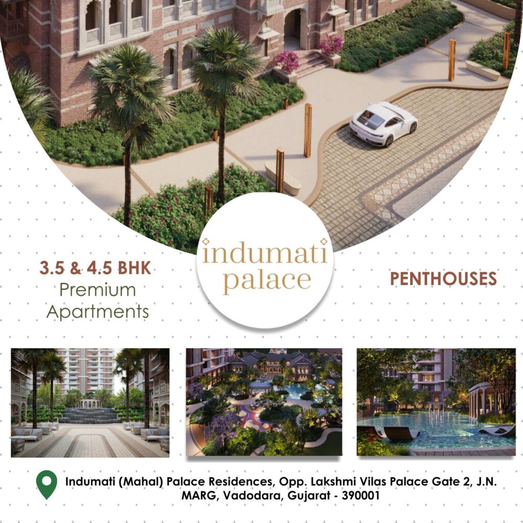 Indumati Palace transforms 150 years of legacy into modern luxury, offering palace-inspired 3.5 BHK and 4.5 BHK residences along with exclusive penthouses. Set in the heart of the city, it delivers refined living with heritage charm, exclusivity, and contemporary comfort.